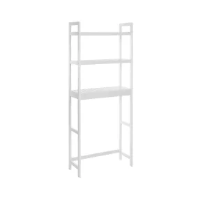  SONGMICS Bambusz WC Tároló Állvány Fehér 3-Szintes Állítható Polcokkal