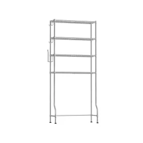   SONGMICS 4 Szintes Fürdőszobai Állvány Ezüstszürke Acél Tárolópolc Állítható Magassággal