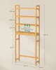 SONGMICS Bambusz Fürdőszobai Állvány 4 Polcos WC Fölé Helyezhető Tárolórendszer Természetes
