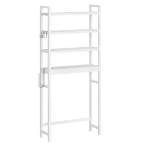   SONGMICS Bambusz WC Fölötti Állvány 4-Szintes Fehér Fürdőszobai Tároló