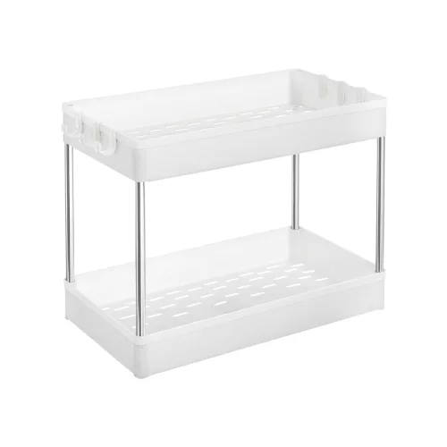 SONGMICS Kétszintes Mosogató Alatti Tároló Rendszer Fehér PP Műanyag
