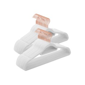   SONGMICS Prémium Bársony Vállfa Szett Rózsaarany Akasztóval Fehér