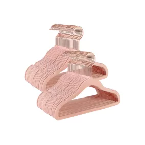   SONGMICS Gyermek Bársony Vállfa Szett Rózsaarany Akasztóval Rózsaszín 50 db