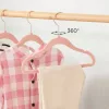 SONGMICS Gyermek Bársony Vállfa Szett Rózsaarany Akasztóval Rózsaszín 50 db