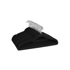   SONGMICS Prémium Bársony Vállfa Szett Nyakkendőtartóval Fekete 20 db