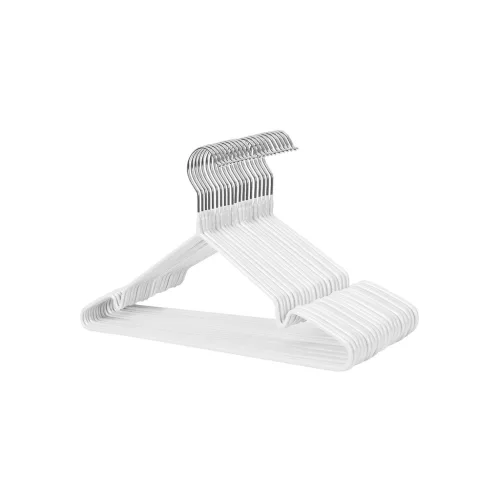 SONGMICS Prémium Fém Vállfa Szett PVC Bevonattal Fehér 20 db