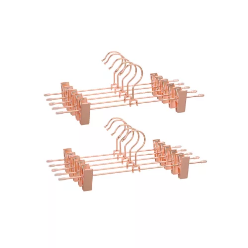 SONGMICS Rózsaarany Fém Nadrágakasztó Csipeszes 31 cm Csúszásmentes 360° Forgatható 10 db-os Szett