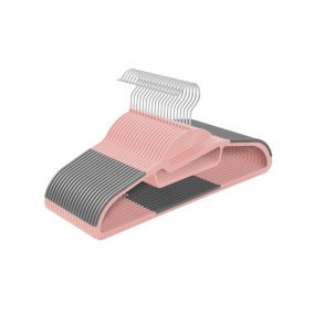   SONGMICS U-alakú Műanyag Vállfa Szett Rózsaszín-Szürke 20 db Csúszásmentes