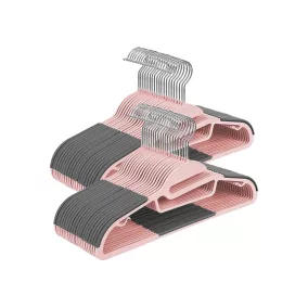   SONGMICS Premium Műanyag Vállfa Szett Csúszásgátló S-nyílással Rózsaszín-Szürke 50 db