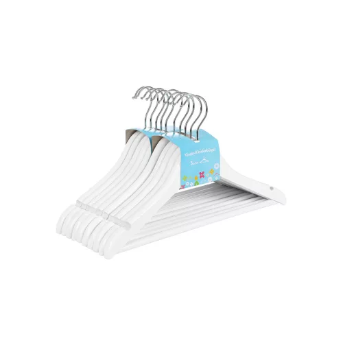 SONGMICS Juharfa Gyermek Vállfa Szett Fehér 10 db Nadrártartóval