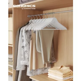   SONGMICS vékony fa ruhavállfa 30 db-os szett nyírvány felhőfehér 360° forgó akasztóval