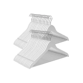   SONGMICS Prémium Juharfa Vállkiképzéses Ruhaakasztó Szett Fehér 30 db