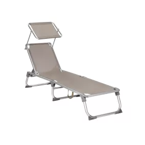   SONGMICS Premium Napozóágy Árnyékolóval Alumínium Taupe