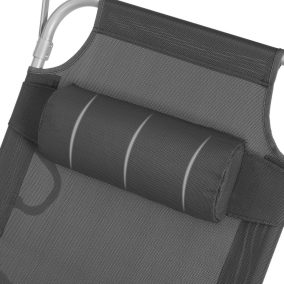   SONGMICS Összecsukható Napozóágy Napellenzővel Sötétszürke