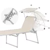 SONGMICS Premium Napozóágy Árnyékolóval Bézs Alumínium Kerti Nyugágy