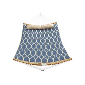   SONGMICS Luxus Bambusz Függőágy Rombusz Mintával Kék-Bézs
