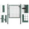 SONGMICS Horganyzott Acél Kerti Kapu Zöld Zárható 87 x 100 cm