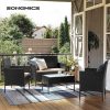 SONGMICS Modern Polyrattan Kerti Bútor Szett Fekete-Bézs