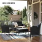 SONGMICS Modern Polyrattan Kerti Bútor Szett Fekete-Bézs