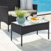 SONGMICS Modern Polyrattan Kerti Bútor Szett Fekete-Bézs