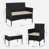 SONGMICS Modern Polyrattan Kerti Bútor Szett Fekete-Bézs