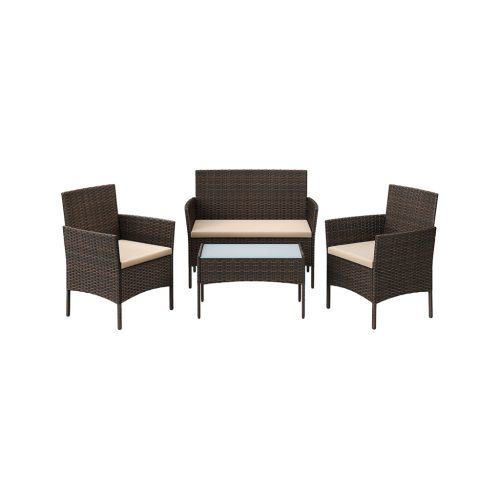 SONGMICS GGF004K05 Polyrattan Kerti Bútor Szett Barna-Bézs