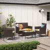SONGMICS GGF004K05 Polyrattan Kerti Bútor Szett Barna-Bézs