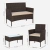 SONGMICS GGF004K05 Polyrattan Kerti Bútor Szett Barna-Bézs