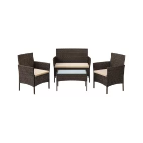   SONGMICS GGF004K05 Kerti Bútor Szett PE Polyrattan Barna-Taupe