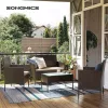 SONGMICS GGF004K05 Kerti Bútor Szett PE Polyrattan Barna-Taupe