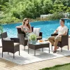 SONGMICS GGF004K05 Kerti Bútor Szett PE Polyrattan Barna-Taupe