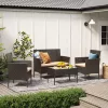 SONGMICS GGF004K05 Kerti Bútor Szett PE Polyrattan Barna-Taupe