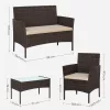 SONGMICS GGF004K05 Kerti Bútor Szett PE Polyrattan Barna-Taupe