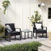 SONGMICS Polyrattan Kerti Bútor Szett Fekete Üveglapos Asztallal