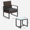 SONGMICS GGF010G05 Polyrattan Kerti Bútor Szett Fekete-Szürke