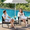 SONGMICS Modern Polyrattan Kerti Bútor Szett Üveglapos Asztallal Fekete-Bézs