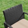 SONGMICS Modern Polyrattan Kerti Bútor Szett Üveglapos Asztallal Fekete-Bézs