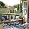 SONGMICS Modern Polyrattan Kerti Bútor Szett Üveglapos Asztallal Fekete-Bézs
