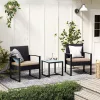 SONGMICS GGF010M05 Balkon Kerti Bútor Szett PE Polyrattan Ülőgarnitúra Asztallal és 2 Székkel Fekete/Bézs
