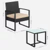SONGMICS GGF010M05 Balkon Kerti Bútor Szett PE Polyrattan Ülőgarnitúra Asztallal és 2 Székkel Fekete/Bézs