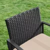 SONGMICS GGF010M05 Balkon Kerti Bútor Szett PE Polyrattan Ülőgarnitúra Asztallal és 2 Székkel Fekete/Bézs