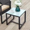 SONGMICS GGF010M05 Balkon Kerti Bútor Szett PE Polyrattan Ülőgarnitúra Asztallal és 2 Székkel Fekete/Bézs