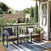 SONGMICS GGF010M05 Balkon Kerti Bútor Szett PE Polyrattan Ülőgarnitúra Asztallal és 2 Székkel Fekete/Bézs