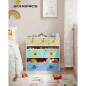   SONGMICS GKR034W01 Gyerekszobai Játéktároló Polc MDF Fehér Űrmotívumos 7 Tárolódobozzal