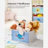 SONGMICS GKR034W01 Gyerekszobai Játéktároló Polc MDF Fehér Űrmotívumos 7 Tárolódobozzal