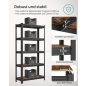 SONGMICS Ipari Polcrendszer Rusztikus MDF Polcokkal Fekete-Barna 150 cm