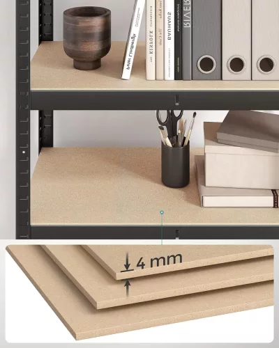 SONGMICS 2 db 5 Szintes Acél Tárolóállvány Csavarmentes Szerelés 650kg Teherbírás 30x75x150cm Fekete