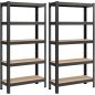 SONGMICS 2 db 5 Szintes Acél Tárolóállvány Csavarmentes Szerelés 650kg Teherbírás 30x75x150cm Fekete