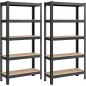   SONGMICS 2 db 5 Szintes Acél Tárolóállvány Csavarmentes Szerelés 650kg Teherbírás 30x75x150cm Fekete
