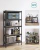 SONGMICS 2 db 5 Szintes Acél Tárolóállvány Csavarmentes Szerelés 650kg Teherbírás 30x75x150cm Fekete
